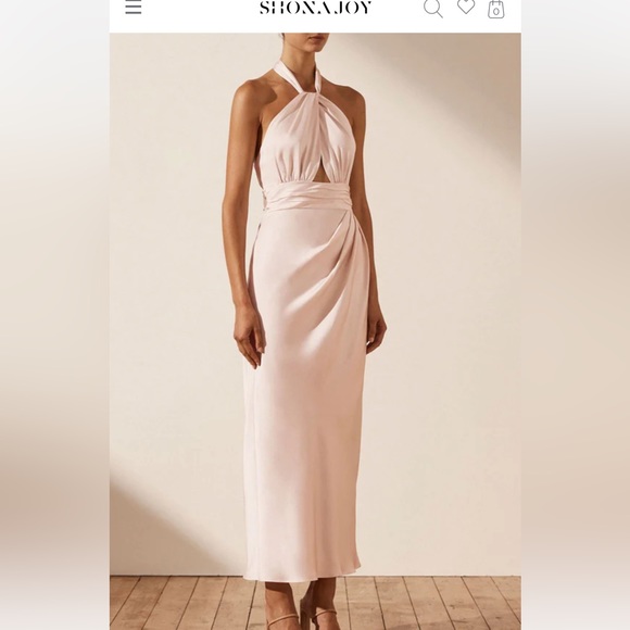 LUXE GATHERED HALTER MIDI DRESS - PORCELAIN 
US 4 NWT - Picture 4 of 6